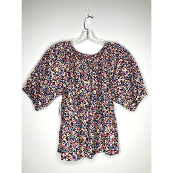 Old Navy Top Women Small Floral Pattern Balloon Sleeve Elastic Arm Chest NWT - Picture 7 of 8